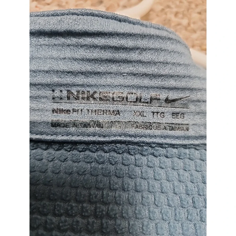 Nike Golf Therma Pullover XXL Blue Black 1/4 Zip Long Sleeve Nike Fit Textured‎